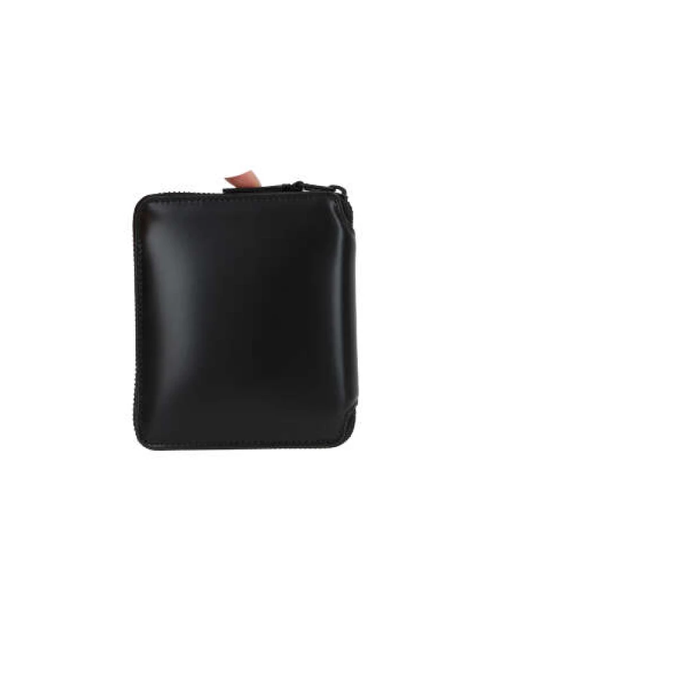 Comme des Garçons Zwarte Leren Compacte Portemonnee met Ritssluiting Black Heren
