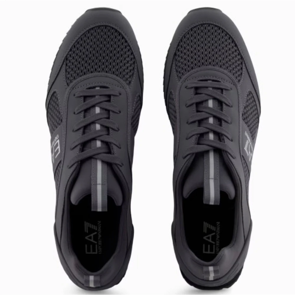 Emporio Armani EA7 Zwarte Sneakers met Reflecterende Details Black Heren