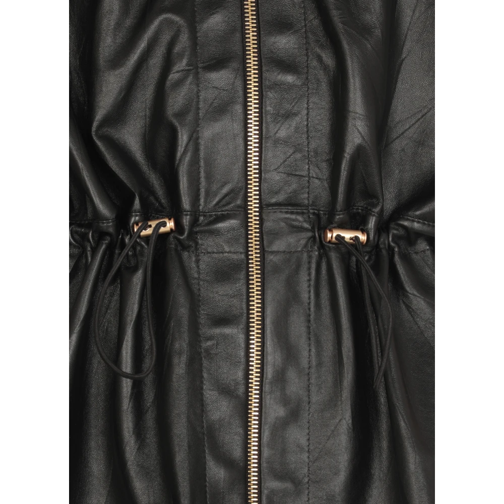 Fabiana Filippi Zwarte leren cape met capuchon Black Dames