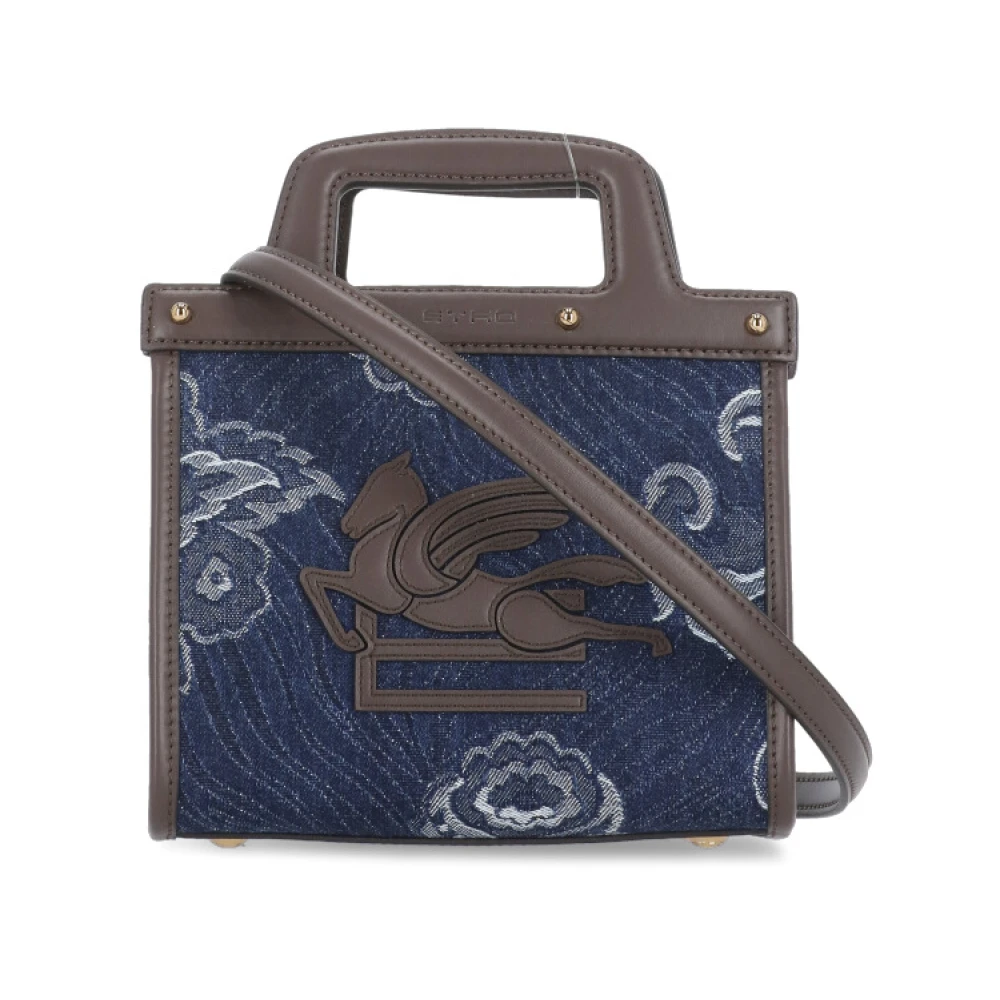 ETRO Blauwe katoenen en leren damestas Blue Dames