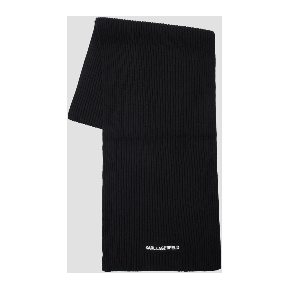 Karl Lagerfeld Geruite sjaal met logoborduursel Black Heren