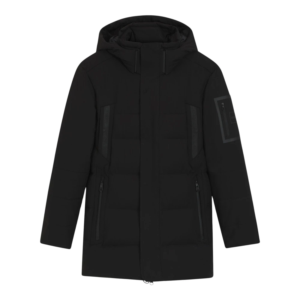 Boss Green Herr Svart Kappor & Rockar L, Vattenavvisande Parka Med Dunfyllning