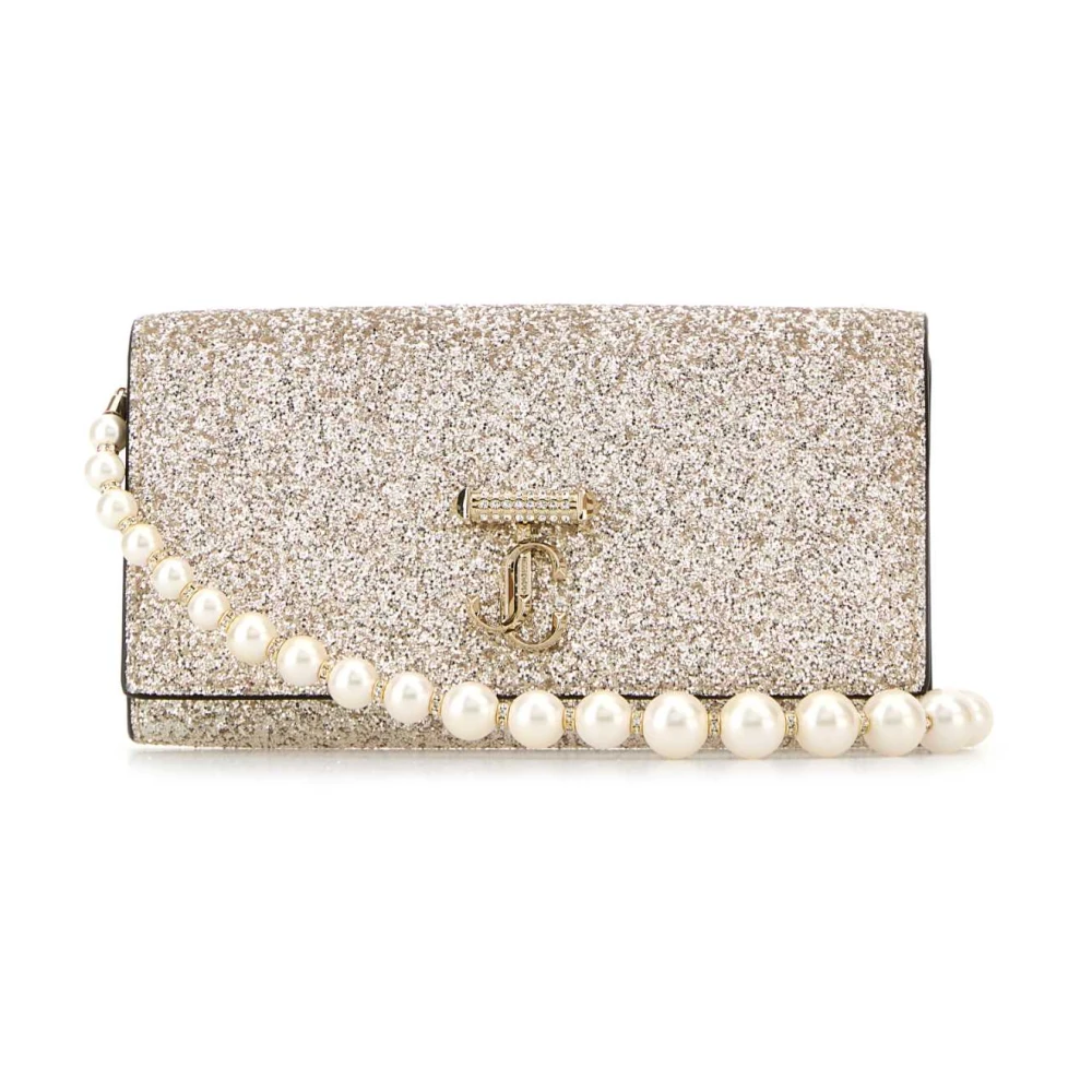 Jimmy Choo Stijlvolle Avenue Portemonnee met Versierde Stof Gray Dames