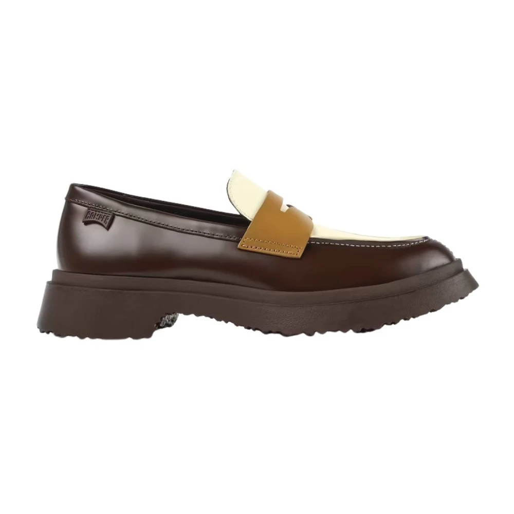 Camper Brun beige och elfenben läder loafers Brown, Dam