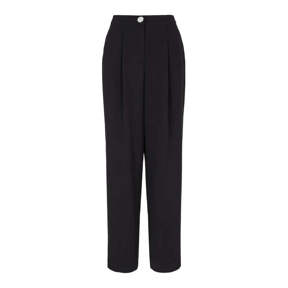 Armani Exchange Zwarte Geplooide Broek Met Knoopsluiting Black Dames