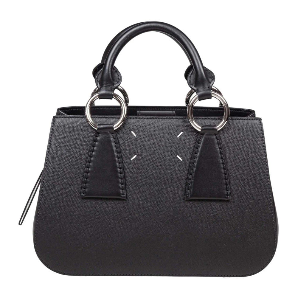 Maison Margiela Damen Schwarz E Lederhandtasche Doppelgriffe