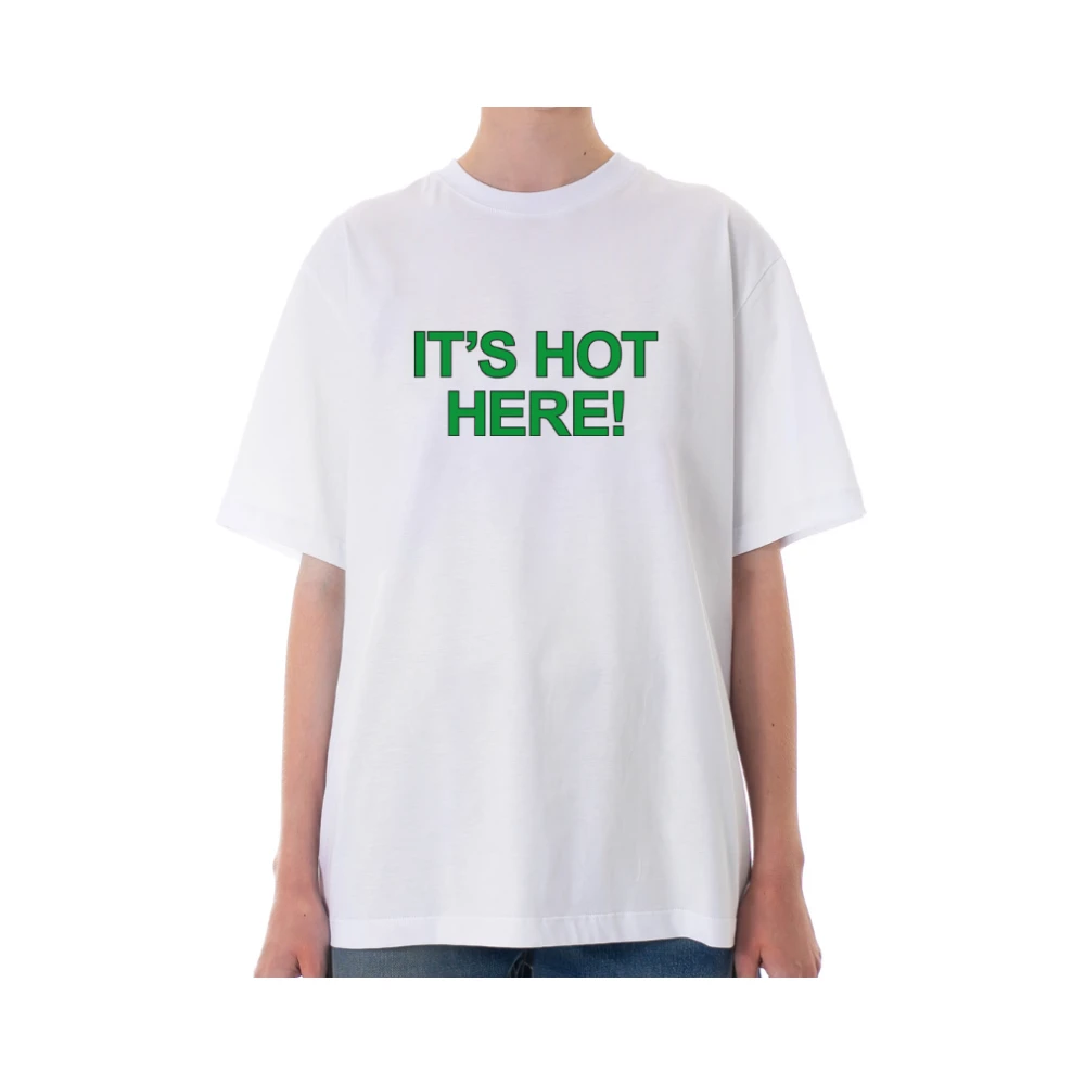 Msgm Heren Bedrukt Kortemouw T-shirt White Heren