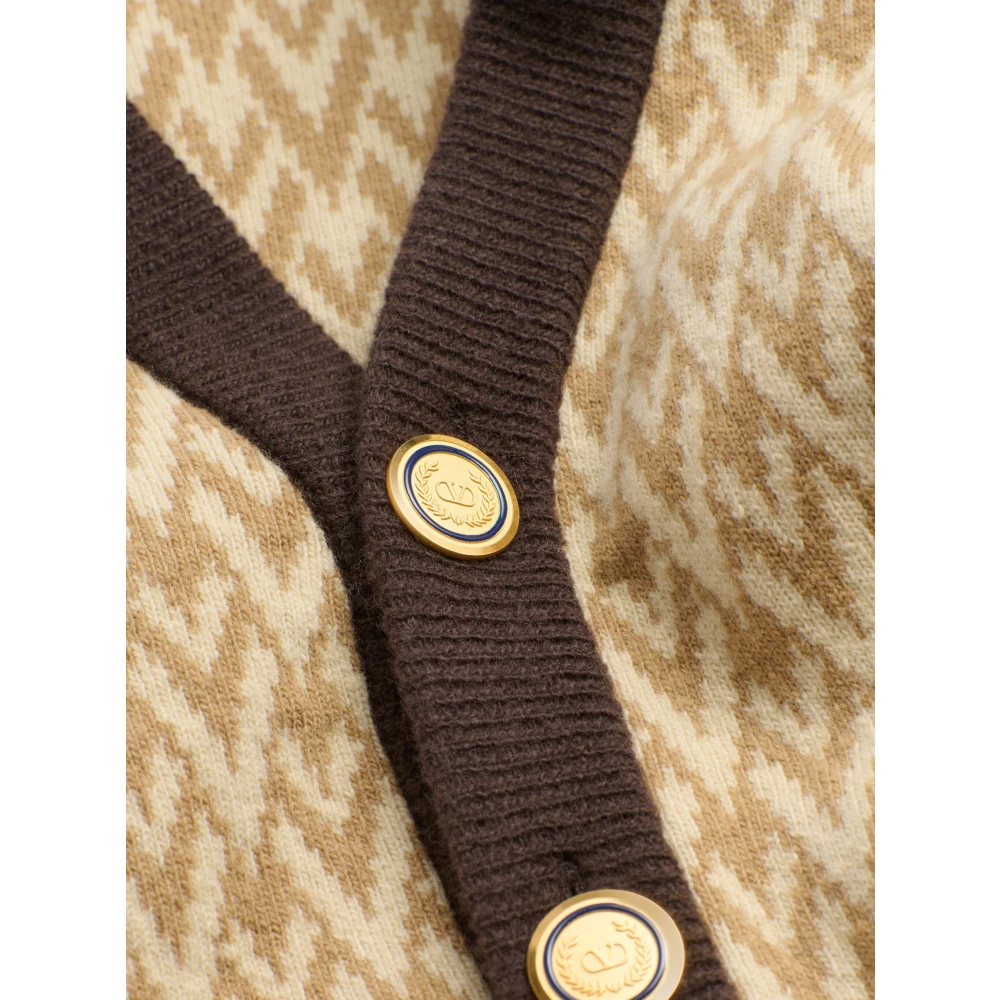Valentino Garavani Beige Wollen Vest met Jacquard Motief Beige Heren