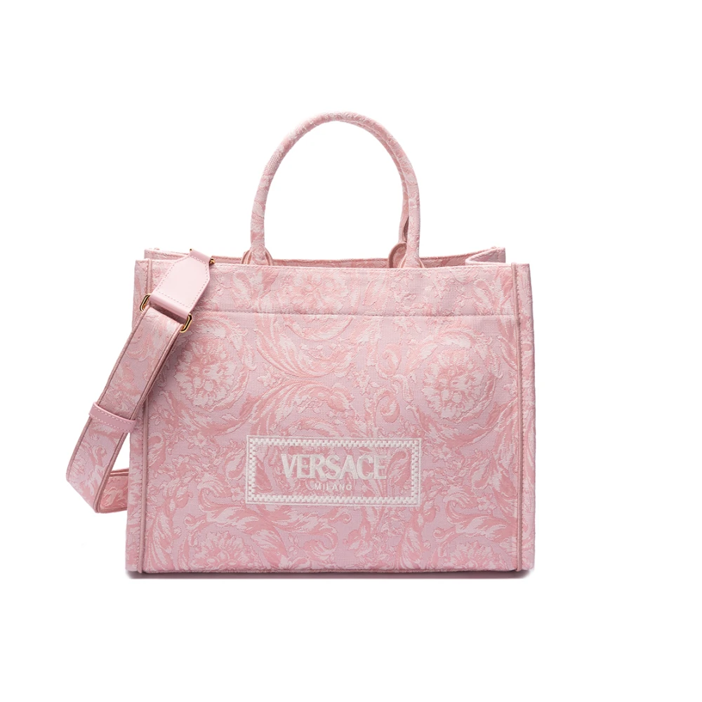 Versace Geborduurde Grote Tote Tas Pink Dames