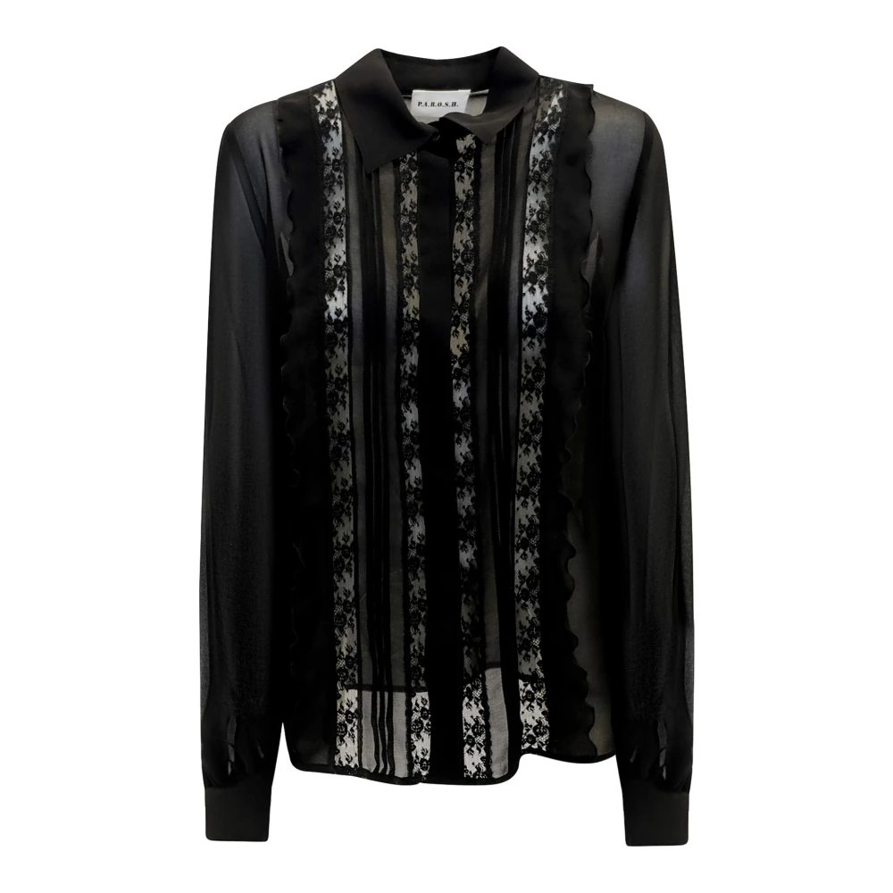 P.a.r.o.s.h. Zwarte Poly Shirt Polidori23 Black Dames