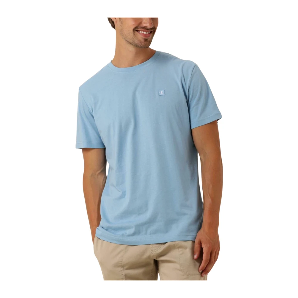 Calvin Klein Blauw Embro Badge Tee Zomer T-shirt Blue Heren