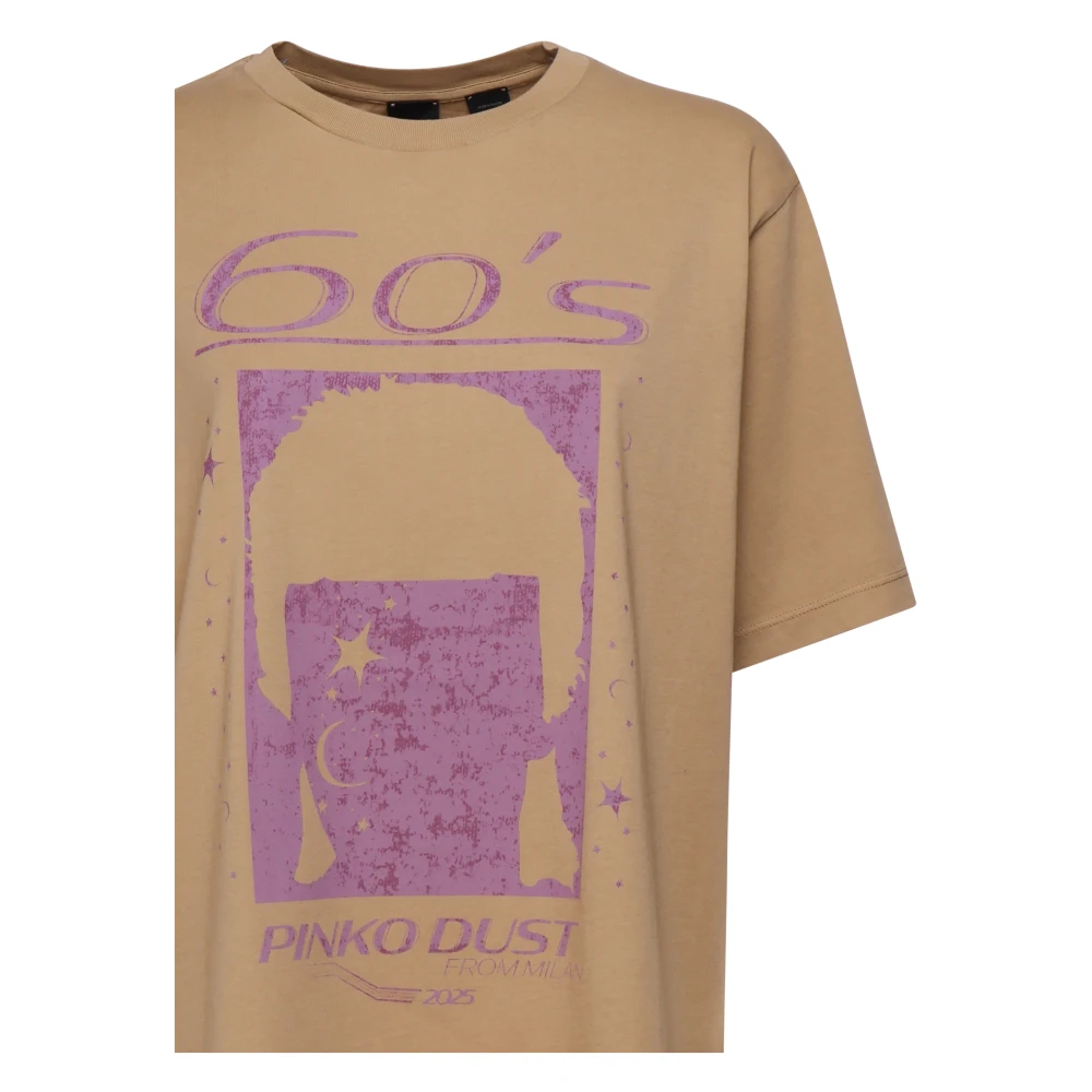 pinko Bruine Katoenen T-shirt met Ronde Kraag Brown Dames