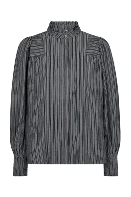 Randig blus med puffärmar