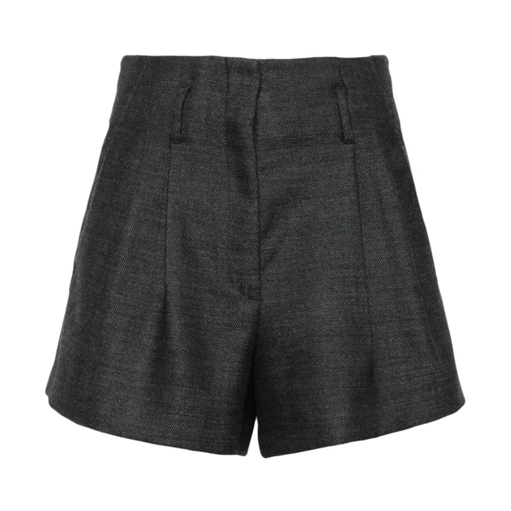 Forte Visgraat Wol High-Rise Shorts Gray Dames