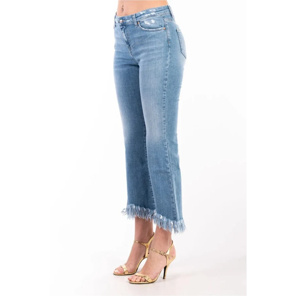 ViCOLO Flare Frayed Hem Broek Blue Dames