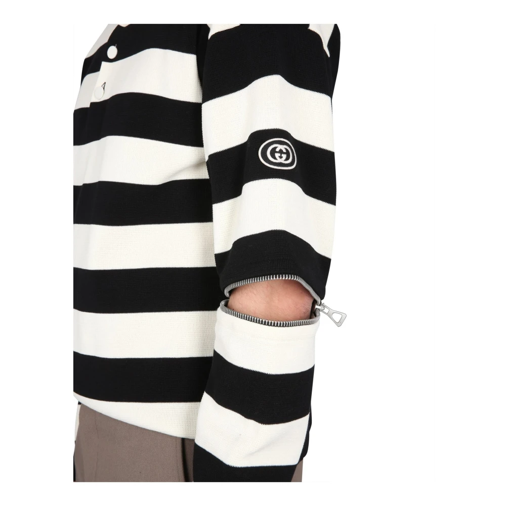 Gucci Gestreept katoenen poloshirt met afneembare mouwen Multicolor Heren