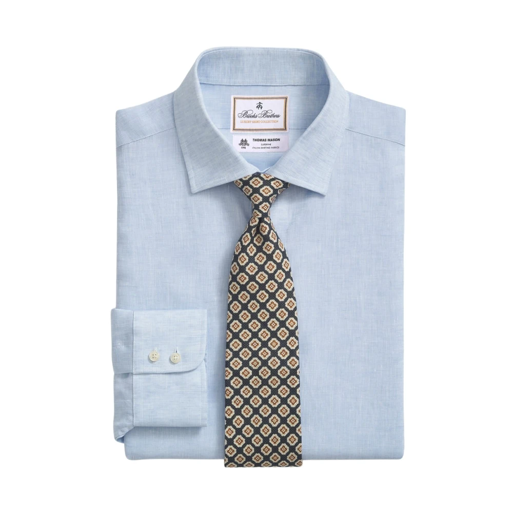 Brooks Brothers Linnen Overhemd met Engelse Spread Collar Blue Heren