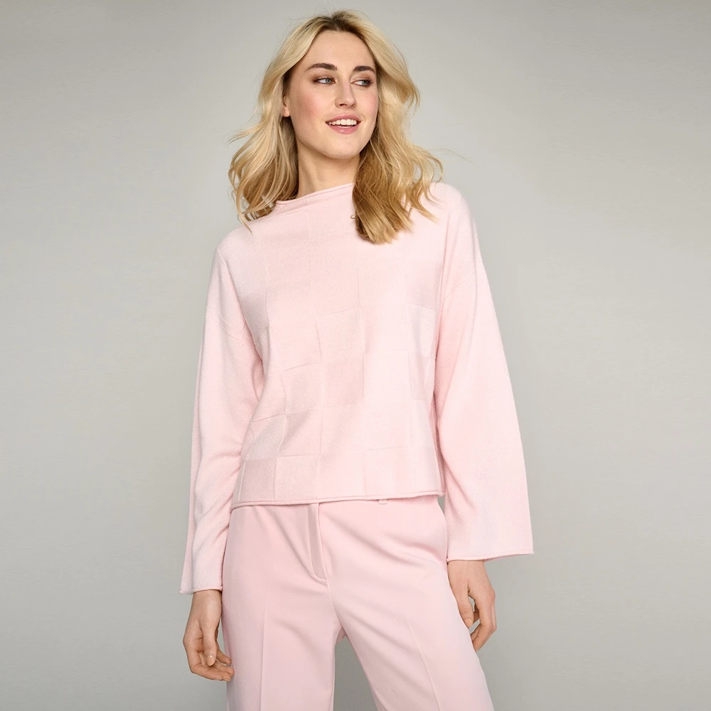 Marie Méro Roze Gebreide Trui met Vierkant Patroon Pink Dames
