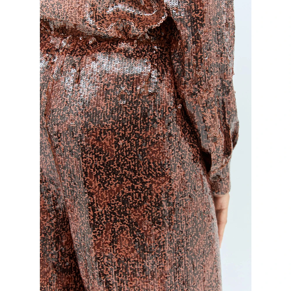 Dries Van Noten Paillet Wijde Pijp Trekkoordbroek Red Dames