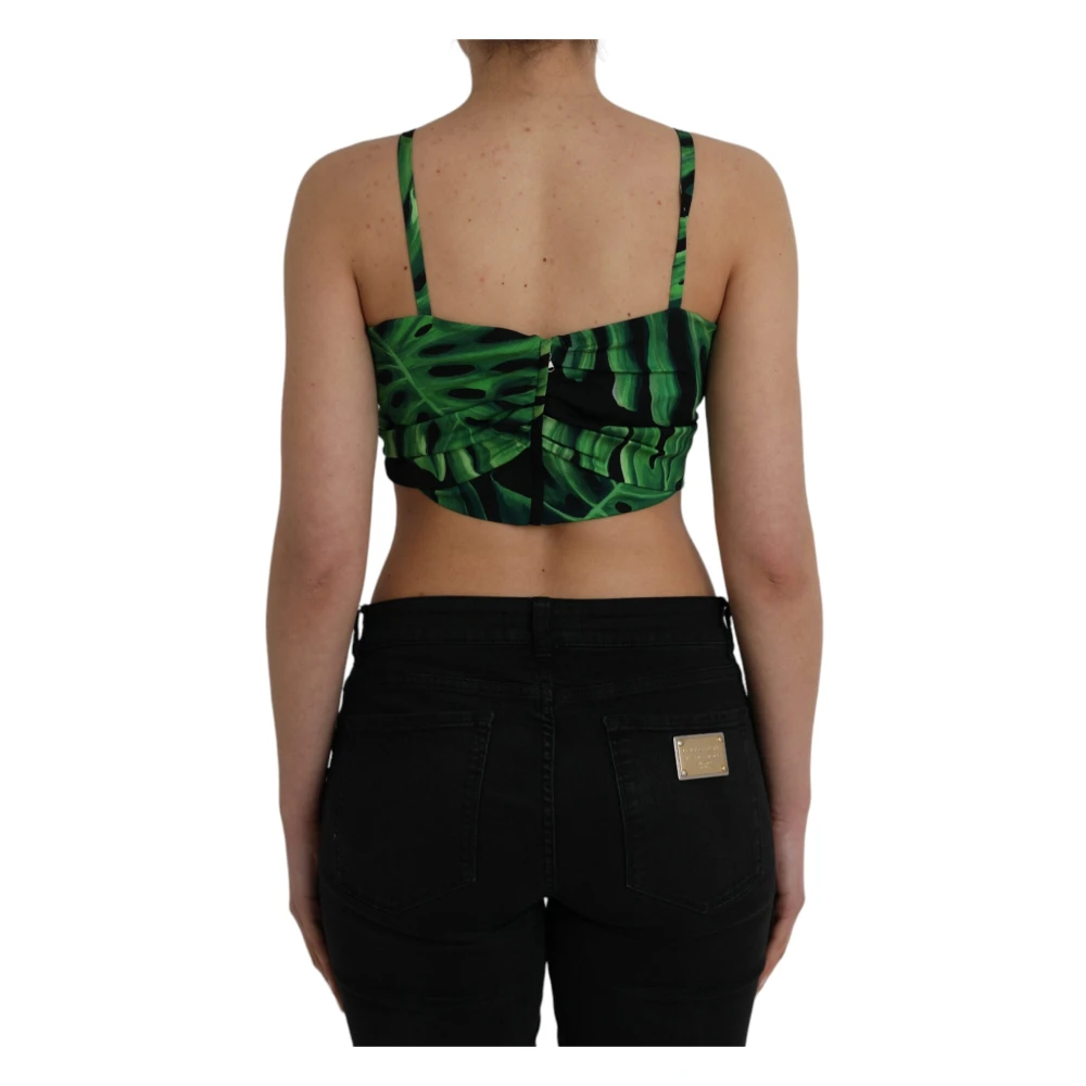 Dolce & Gabbana Bladprint Zijden Haltertop Multicolor Dames