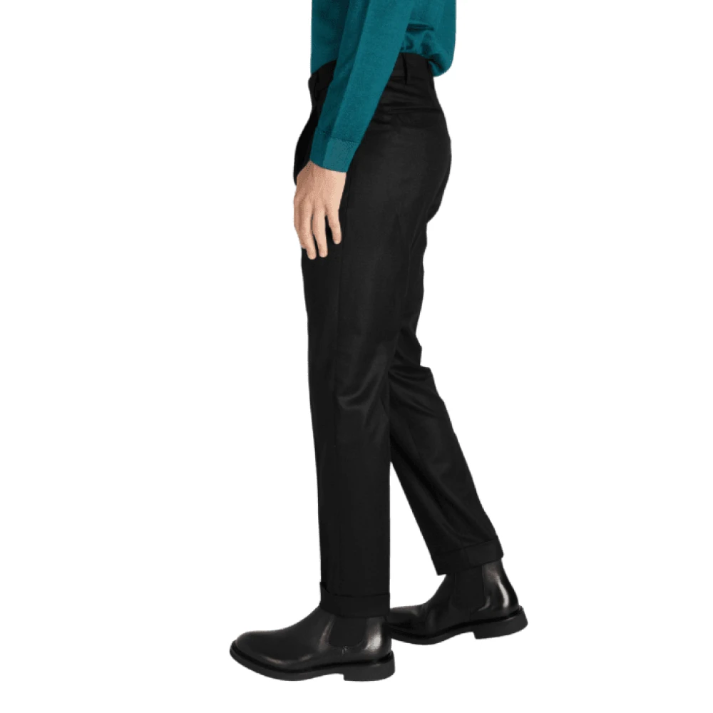 Berwich Slim Zwart Wollen Broek Black Heren