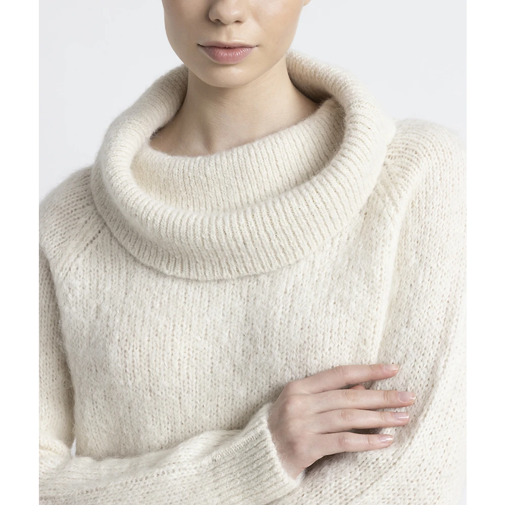 PESERICO Alpaca en mohair blote schouder trui Beige Dames
