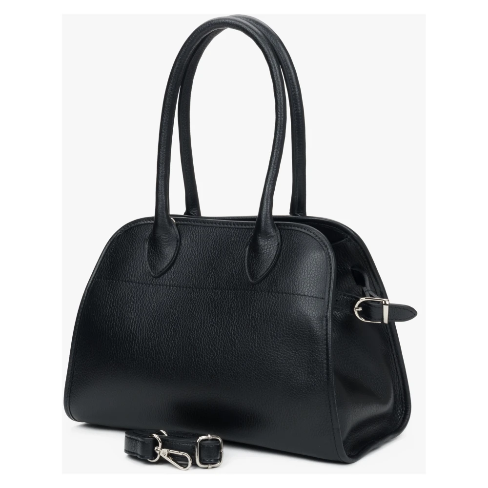 Estro Zwarte Satchel Handtas gemaakt van Premium Italiaans Leer Black Dames