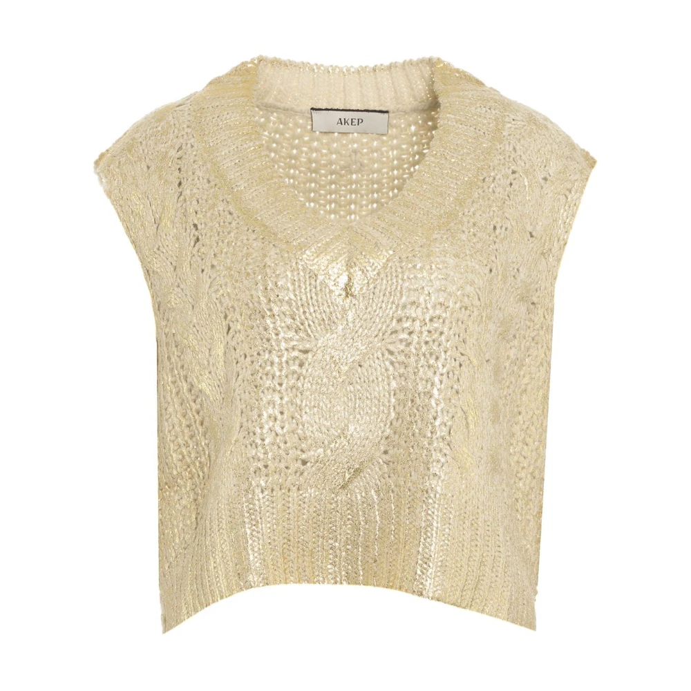 Akep Gouden Gebreide Aw24 Handwas Yellow Dames