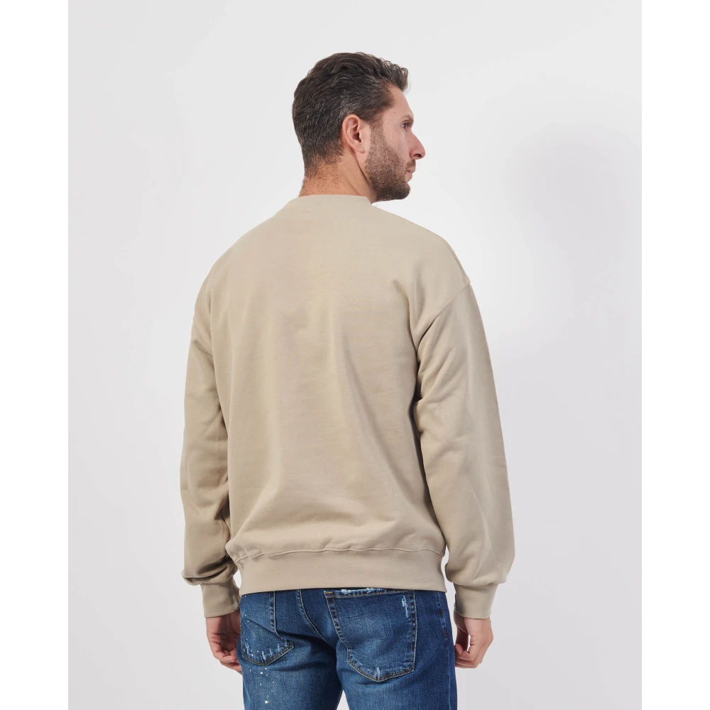 Disclaimer Basis Ronde hals Lange mouwen Sweatshirt Beige Heren
