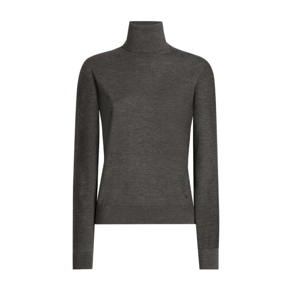 Dolce & Gabbana Women's Gray Cashmere Knitwear, M, Cashmere Turtleneck Pullover