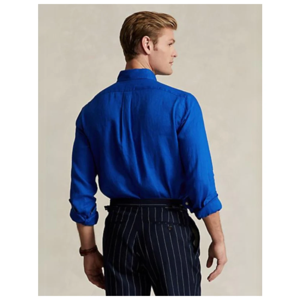 Polo Ralph Lauren Slim Linnen Overhemd Blue Heren