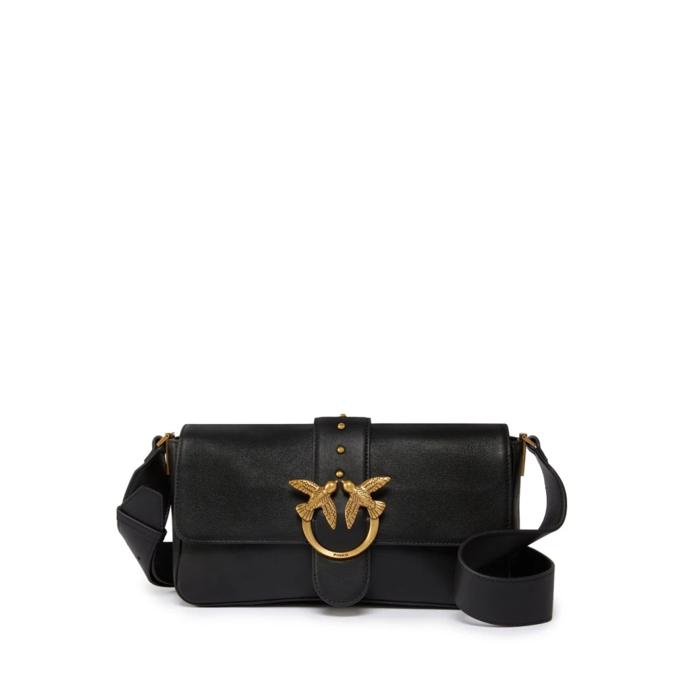 Pinko Zwarte Schoudertas Love Birds Gesp Black Dames