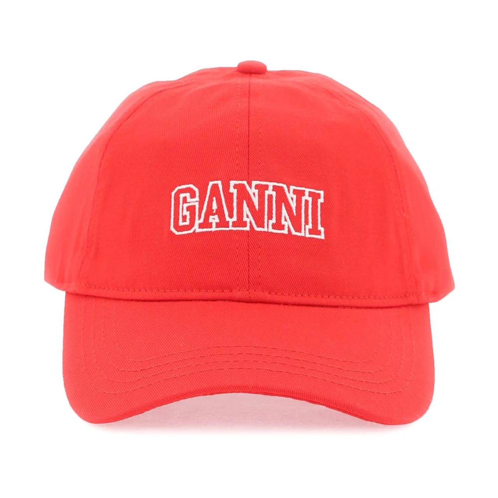 Ganni Logo baseball cap Red Dames