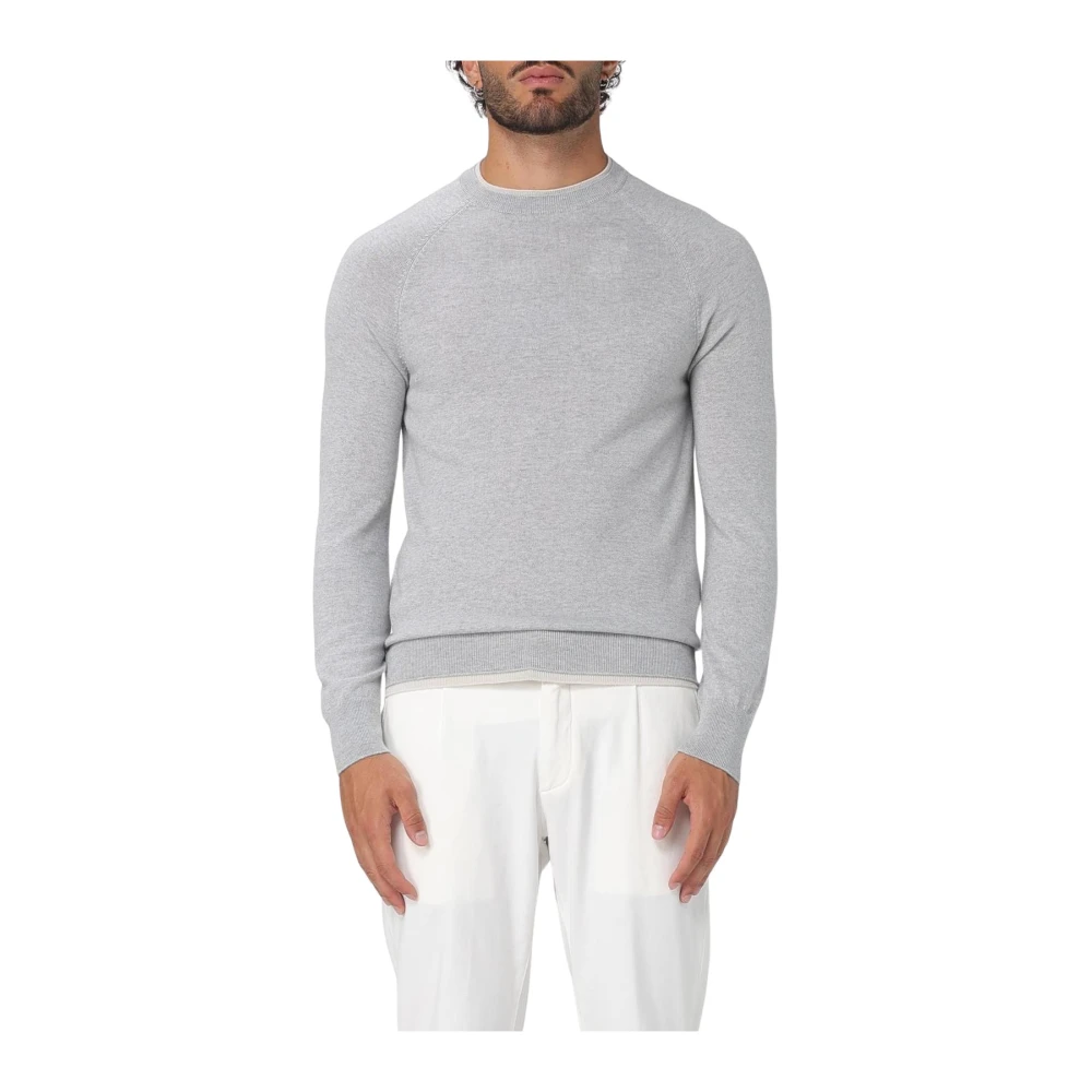 Eleventy Men's Gray Round-Neck Knitwear, M, Round-Neck Pullover