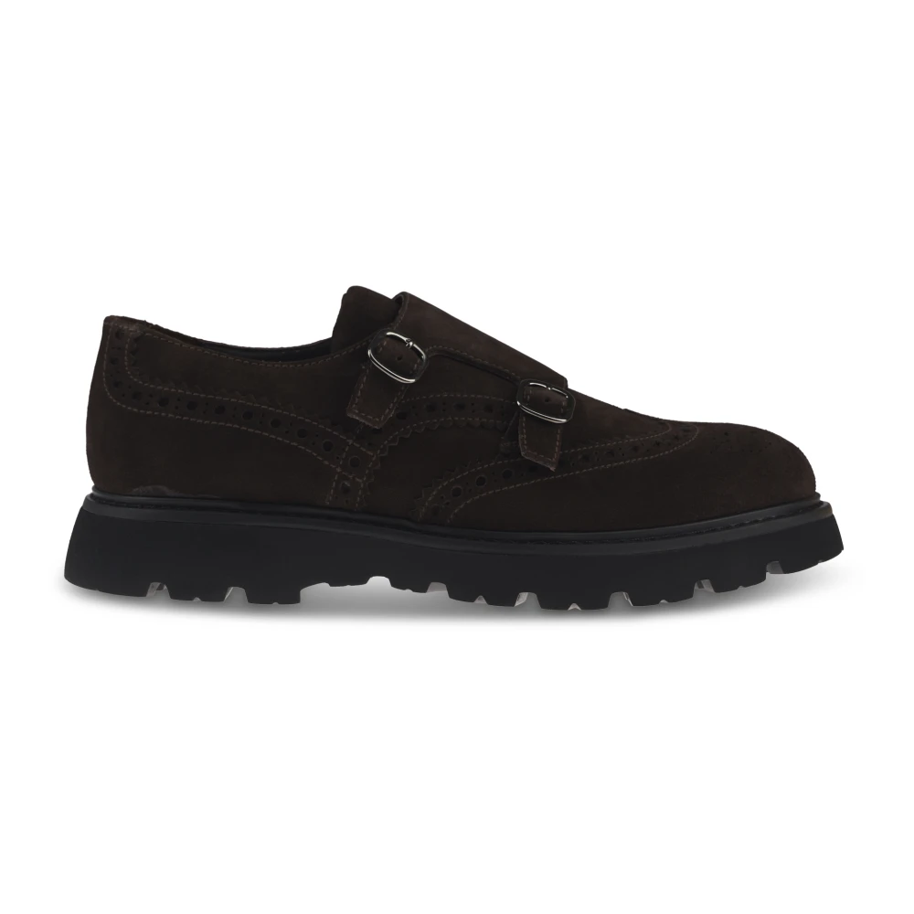 Doucal's Brown Loafers, Male, 7 Uk, Flat Shoes With Double Buckle Detail