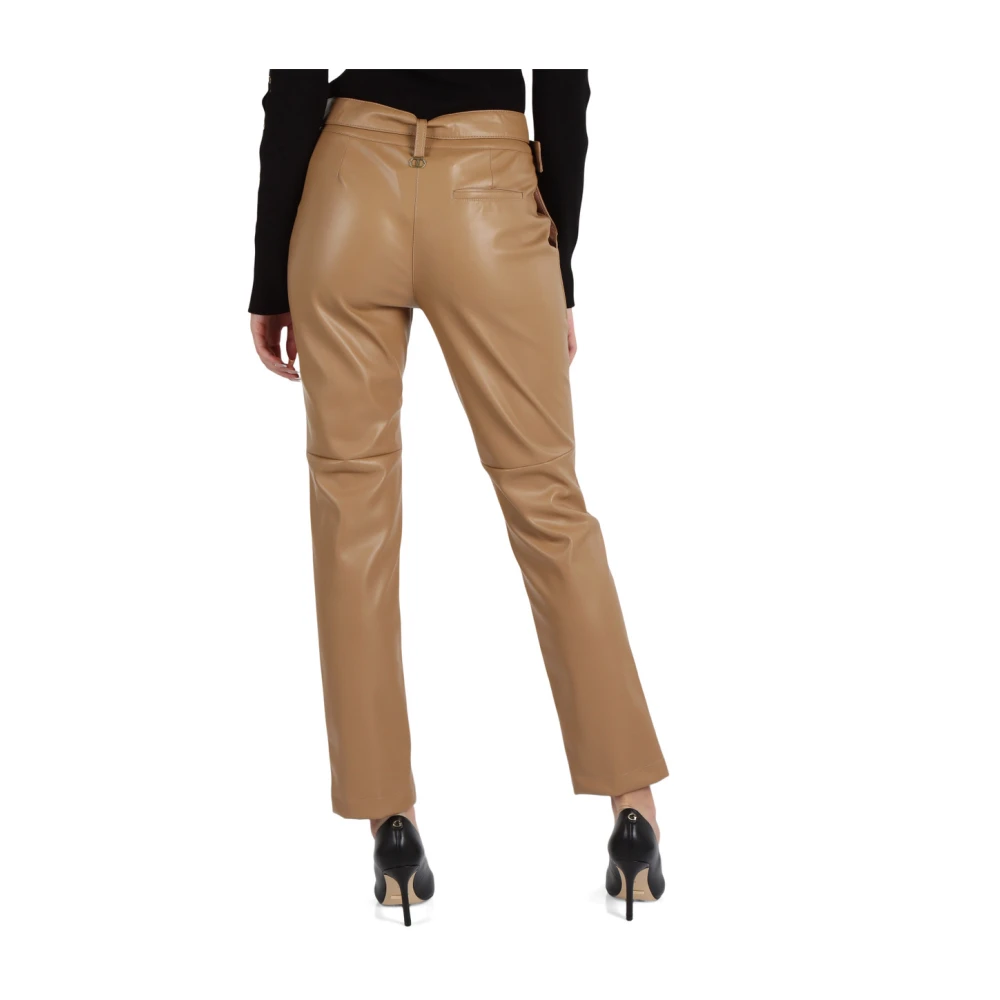 Twinset Imitatieleren Broek met Afneembare Riem Brown Dames