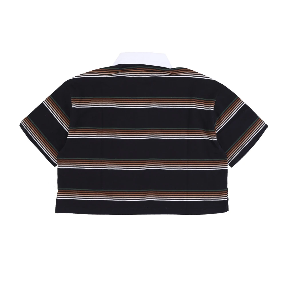 HUF Gestreept Crop Polo Shirt Black Dames