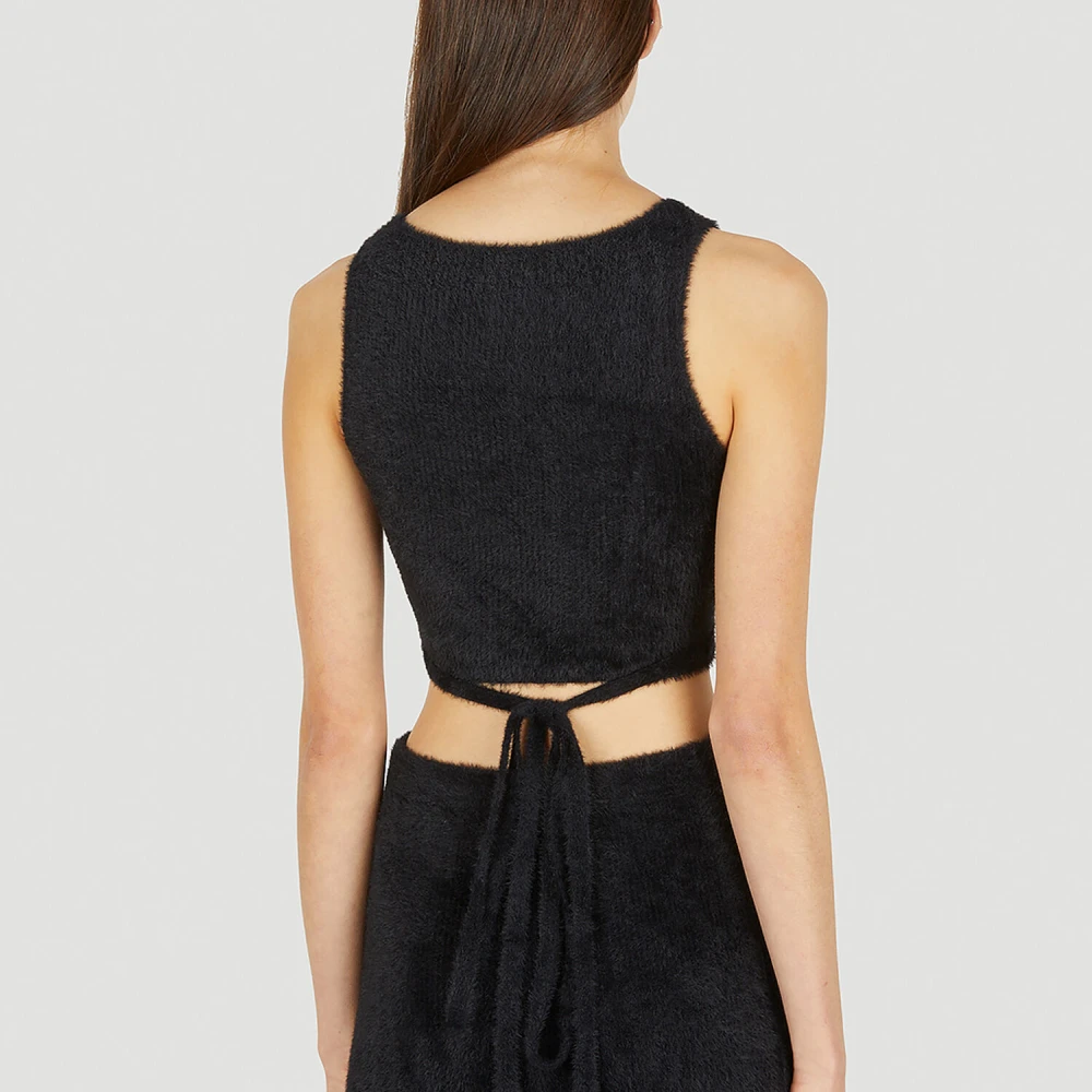 Ester Manas Fluffy Crop Top Black Dames