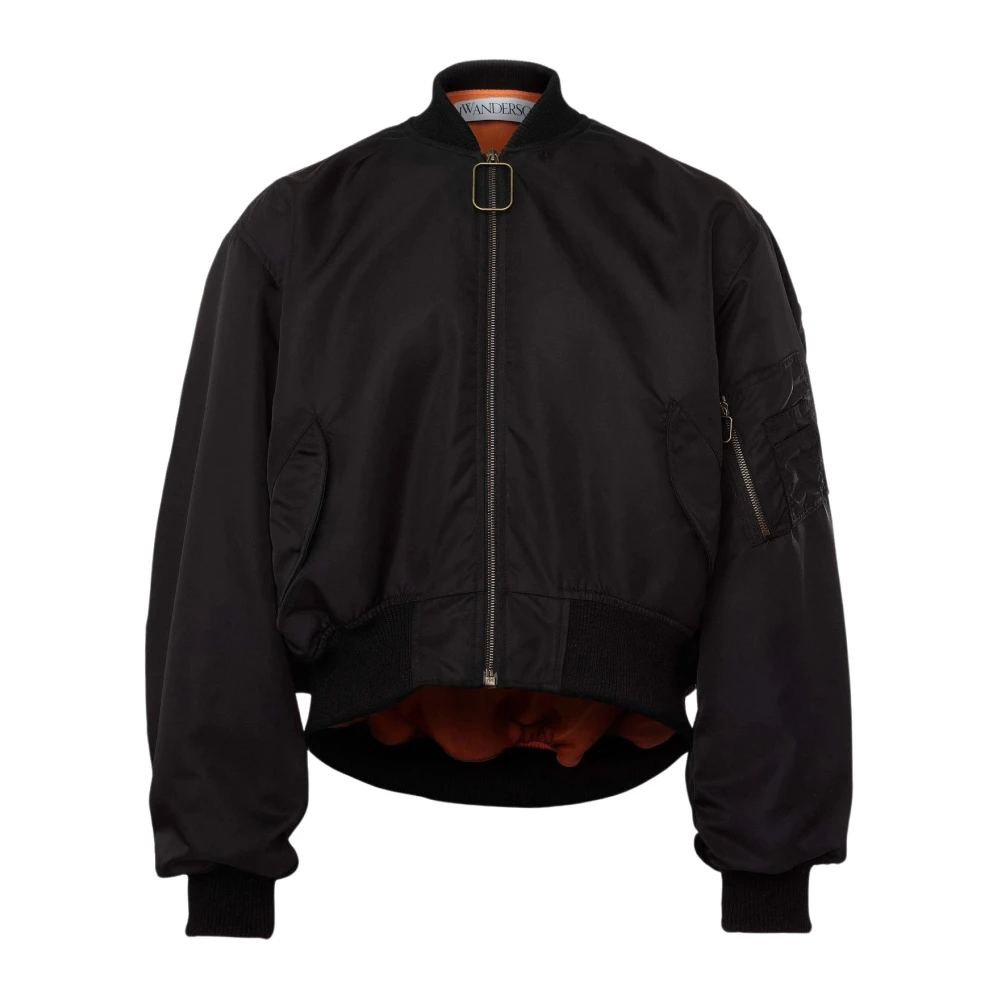 JW Anderson Zwarte Bomberjack met Gebogen Zoom Black Dames