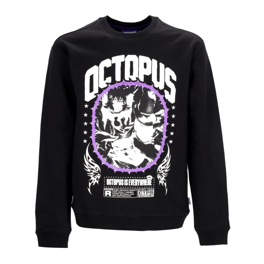 Octopus Zwarte Crewneck Sweatshirt met Doornen Black Heren