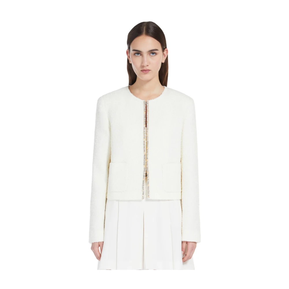 Max Mara Studio Stijlvolle Jas voor Vrouwen White Dames