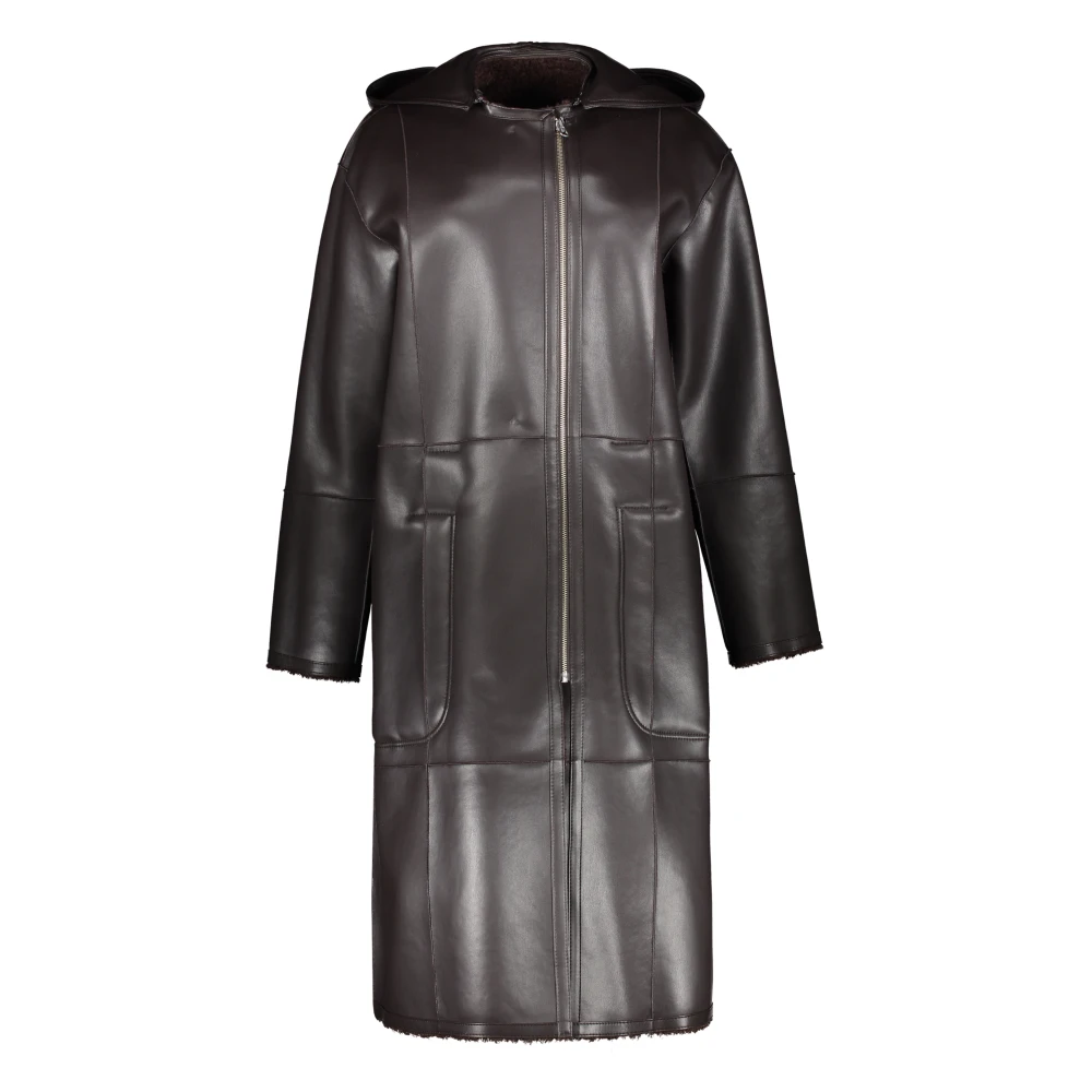 LOW Classic Omkeerbare Faux Shearling Jas met Capuchon Brown Dames