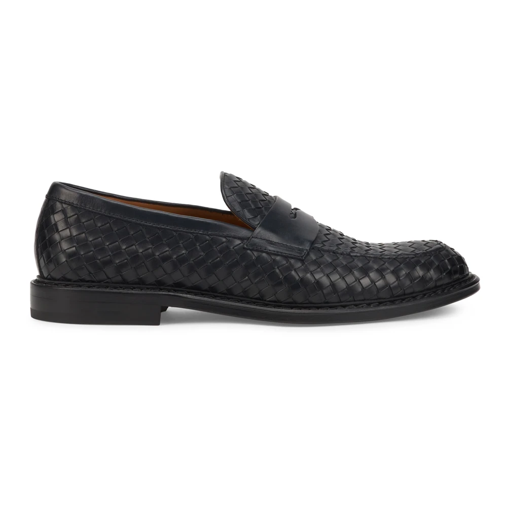 Doucal's Black Loafers, Male, 6 Uk, Woven Leather Moccasin