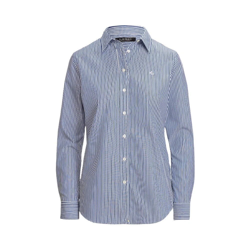 Ralph Lauren Blue Striped Easy Care Cotton Shirt - Female - Shirts - M - Blouses & Shirts