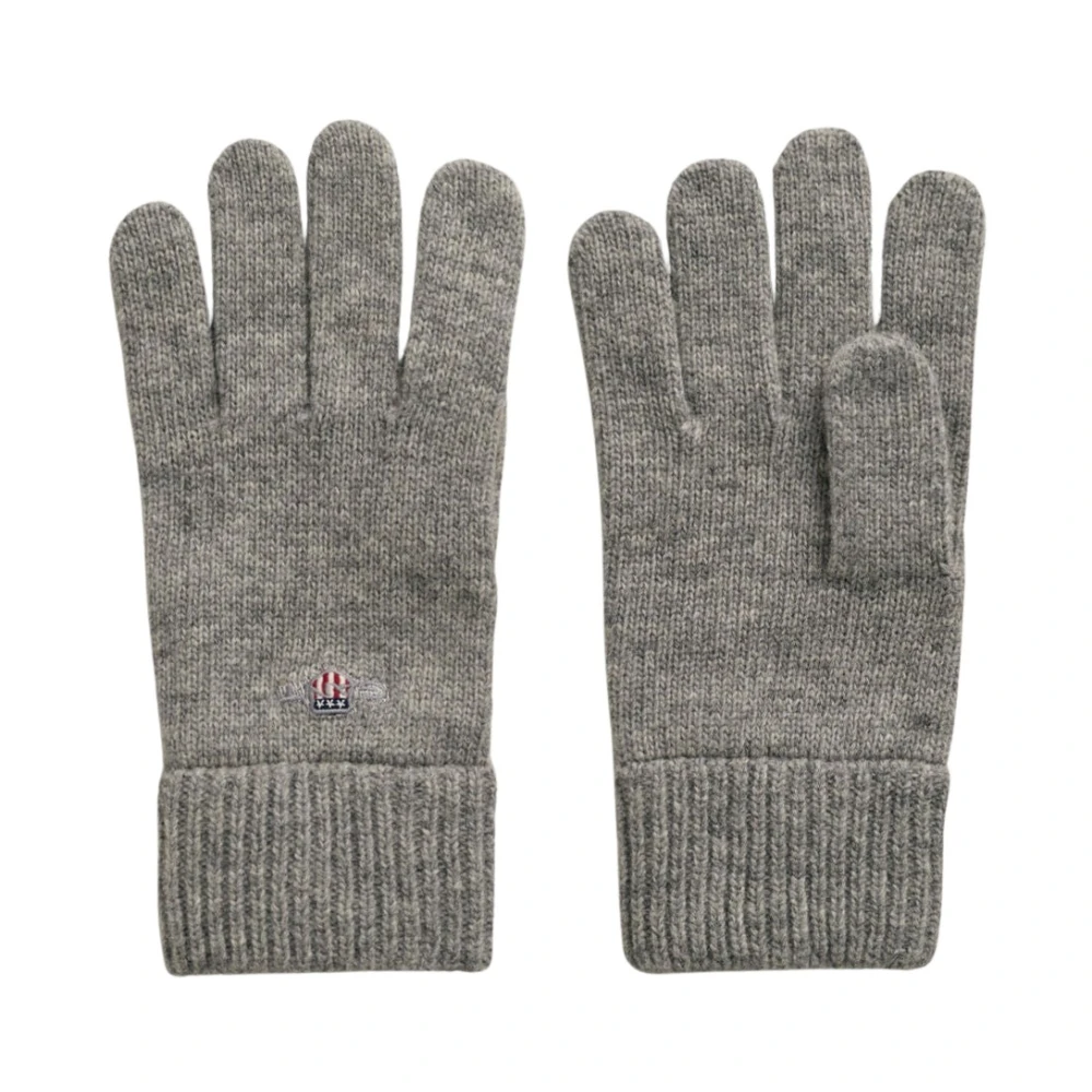 Gant Mens Cotton Blend Ribbed Cuff Logo Gloves - Grey - Image 3