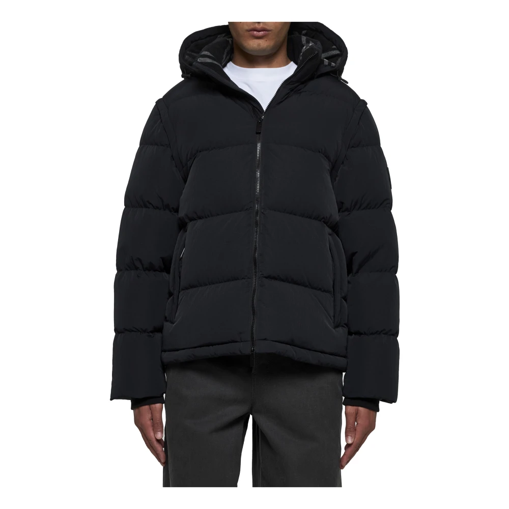 Burberry Gewatteerde Nylon Donsjas met Geruit Voering Black Heren