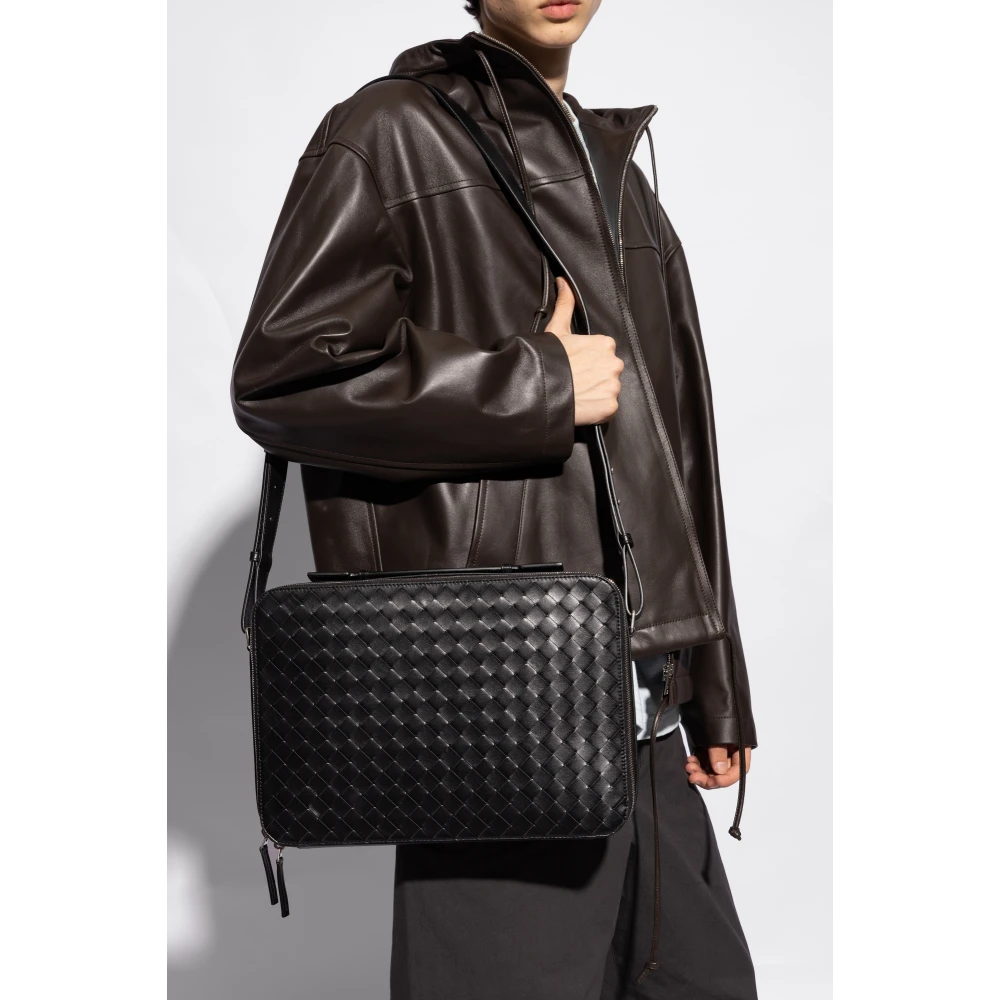 Bottega Veneta Leren aktetas Black Heren