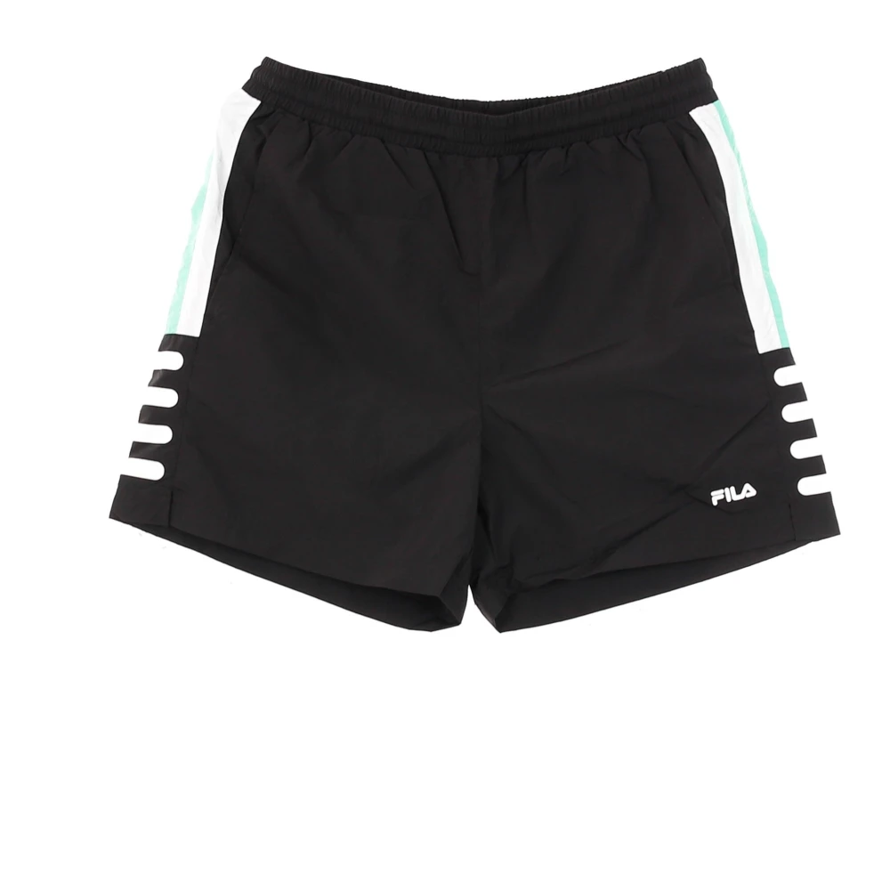 Fila Geweven Shorts Zwart Groen Wit Lichtgewicht Elastisch Multicolor Heren