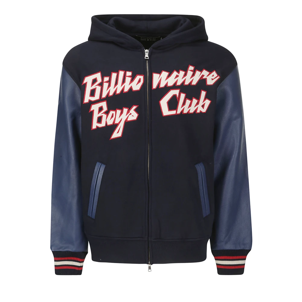 Billionaire Boys Club Sweatshirt met leren mouwen en ritssluiting Blue Heren