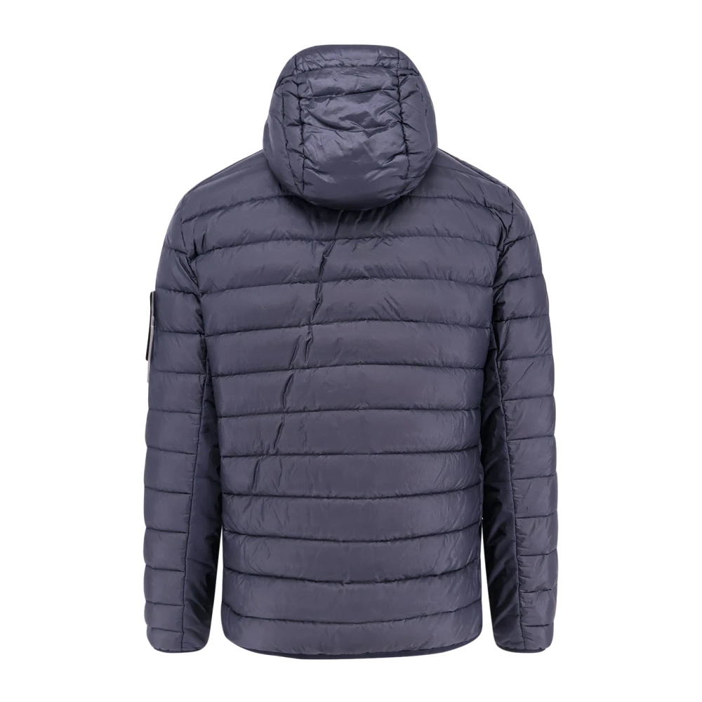 Stone Island Nylon Donsjas met Gewatteerde Capuchon Blue Heren